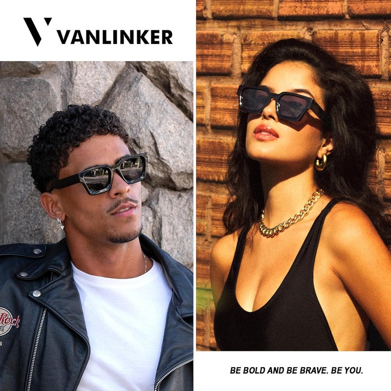 VANLINKER Thick Square Sunglasses for Men Women Retro Chunky Rectangle Shades UV400 Protection VL9731 - Image 4